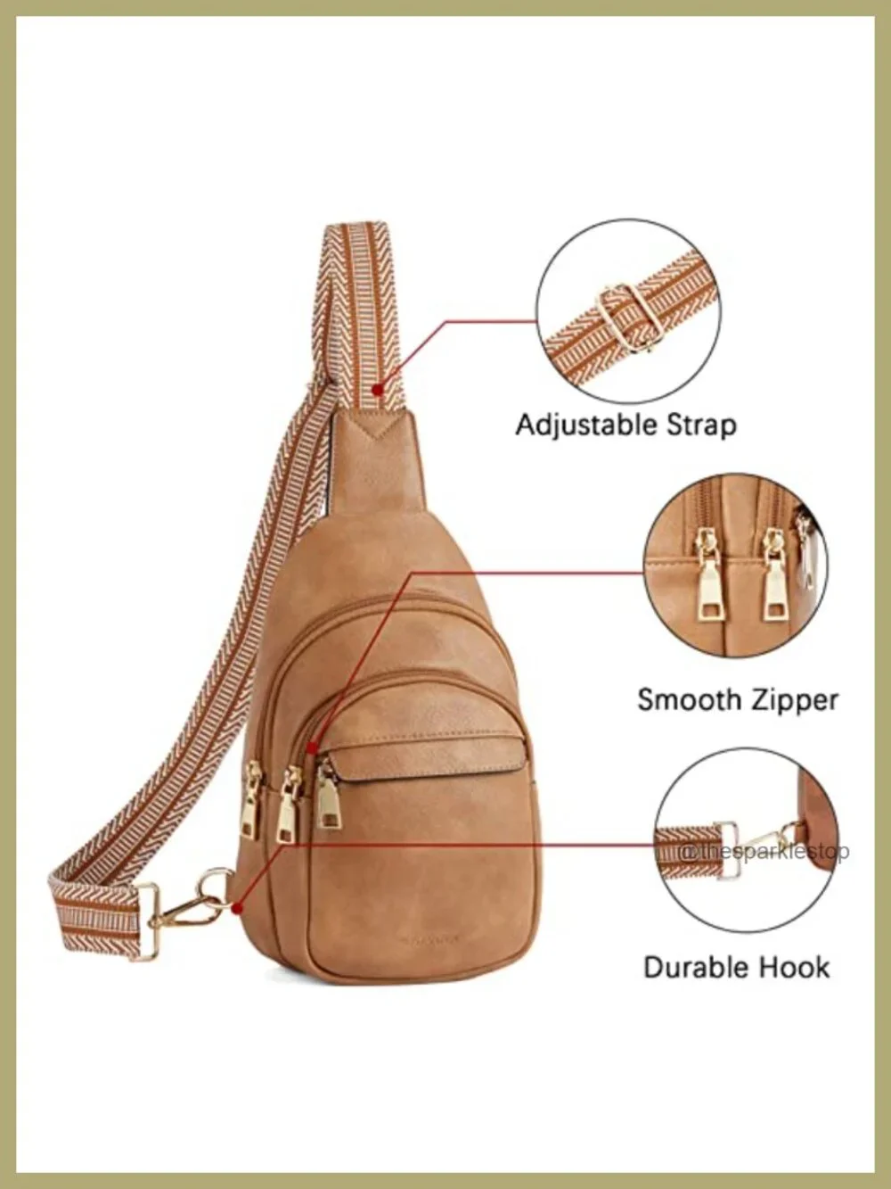 Women's PU Leather Sling Bag Crossbody Fanny Pack Travel Chest Bag RFID Blocking